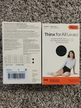 2 Pair Thinx for All Leaks Hi-Waist Reusable Leakproof Panties - Medium Black